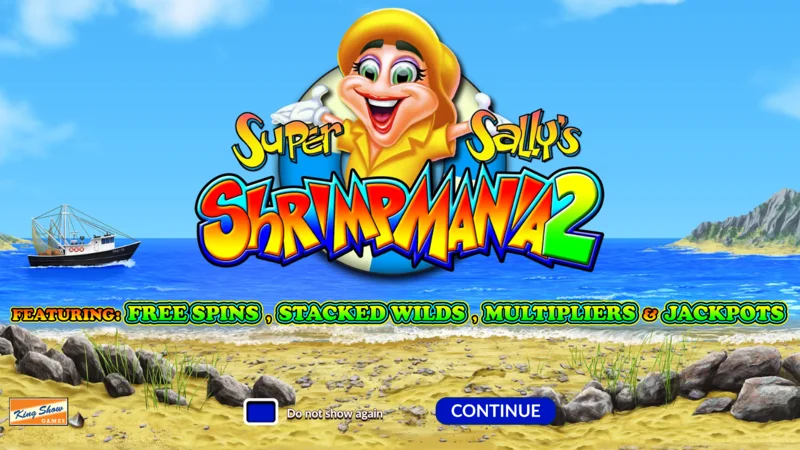 Super Sally's Shrimpmania 2 - ekrani kryesor me bobinat 5x4 dhe rrjetin me 40 linja pagese